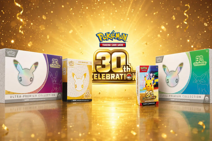 Pokémon TCG 30th Celebration Produkte mit Ultra Premium Collection und Pikachu-Display
