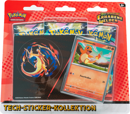 Pokémon Tech-Sticker-Kollektion „Mega-Entwicklung – Erhabene Helden: Glumanda“ (DE)