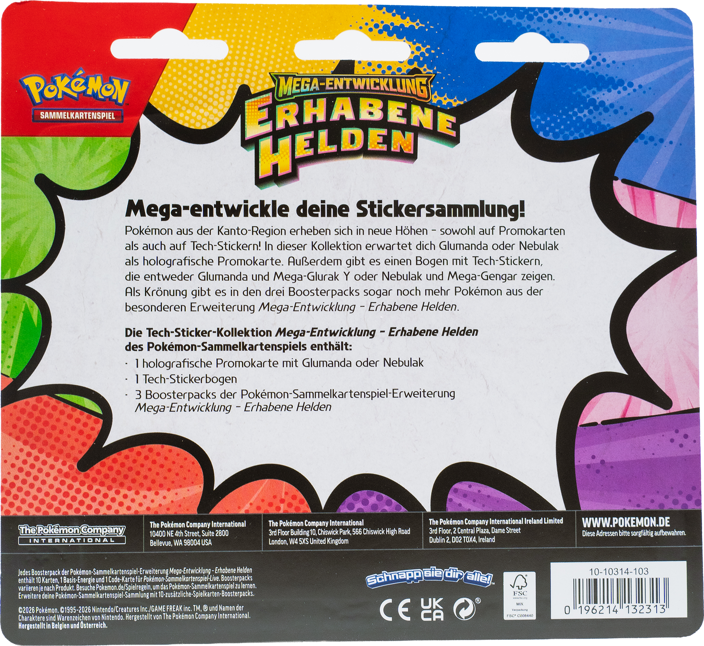 Pokémon Tech-Sticker-Kollektion „Mega-Entwicklung – Erhabene Helden: Glumanda“ (DE)