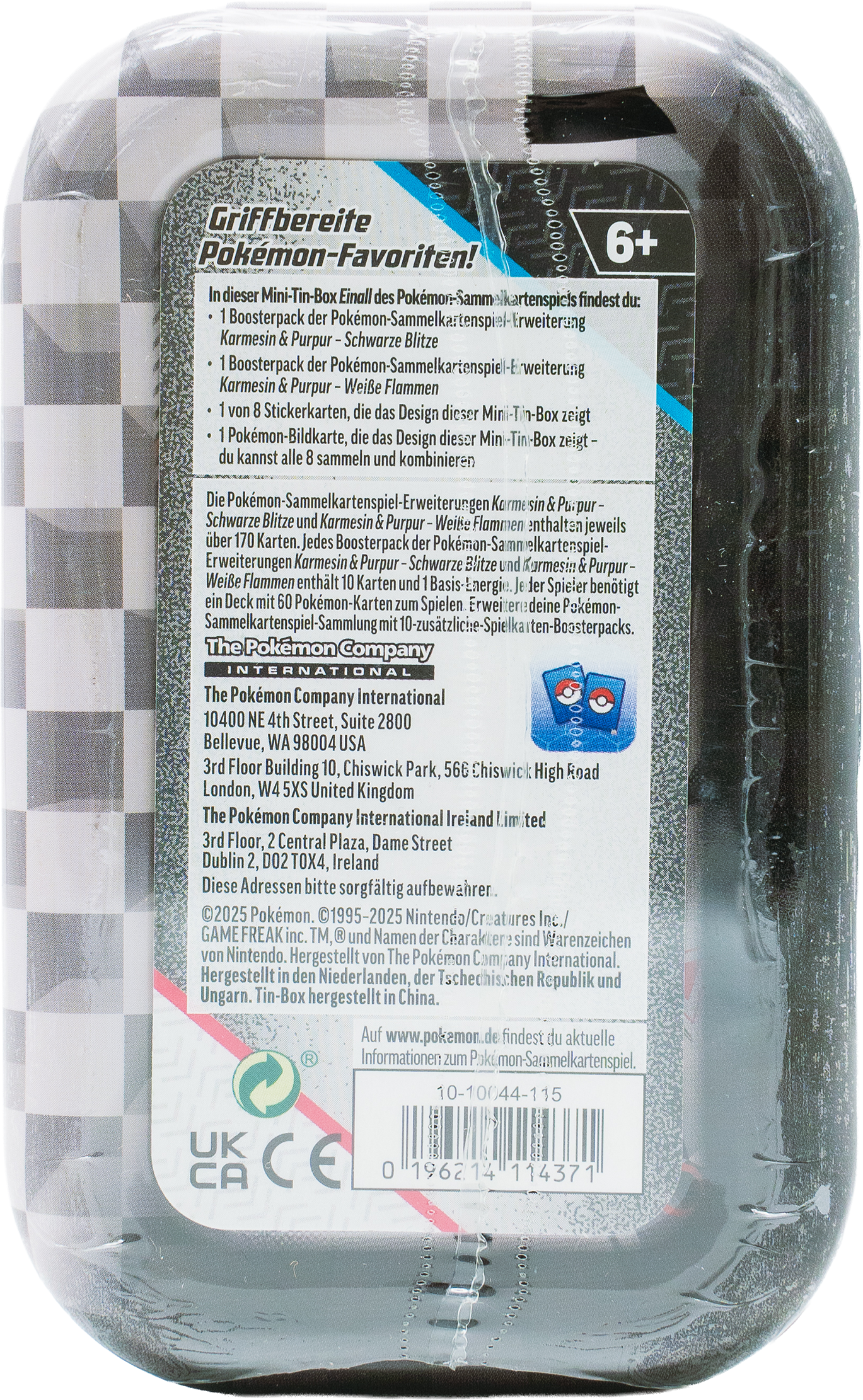 Pokémon Karmesin & Purpur Schwarze Blitze & Weiße Flammen Mini Tin (DE)