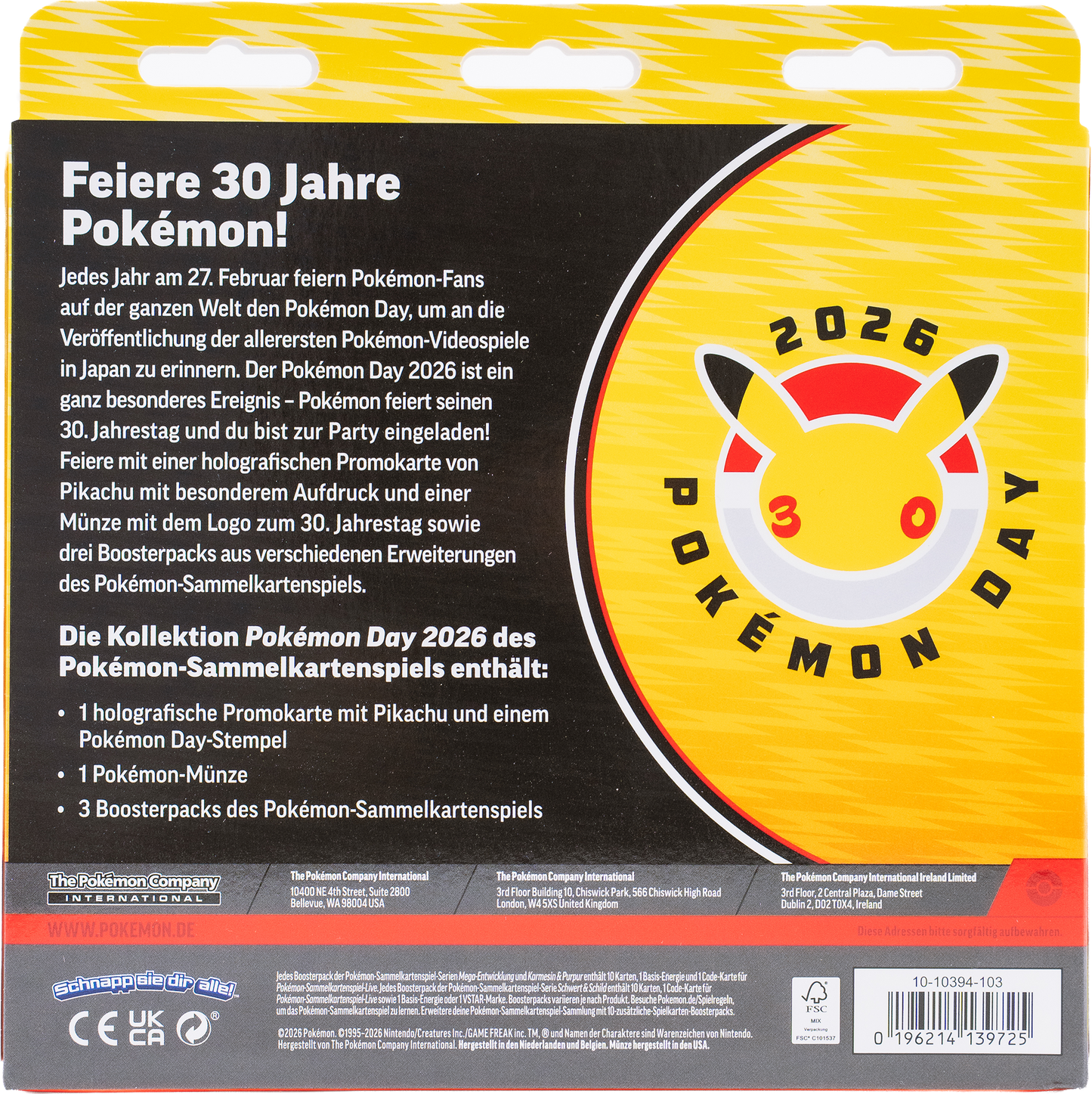 Pokémon Day 2026 Kollektion - 30 Jahre Pokémon "Pikachu" (DE)