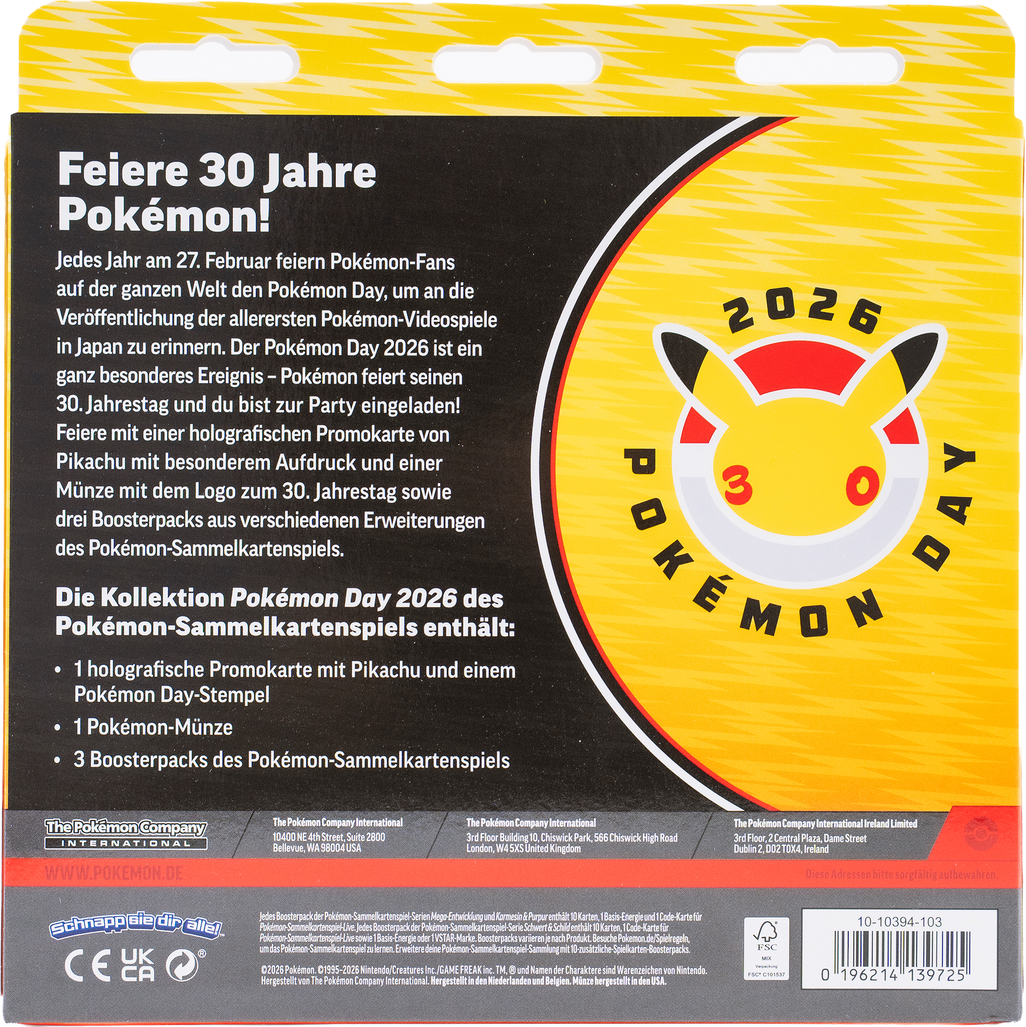 Pokémon Day 2026 Kollektion - 30 Jahre Pokémon "Pikachu" (DE)